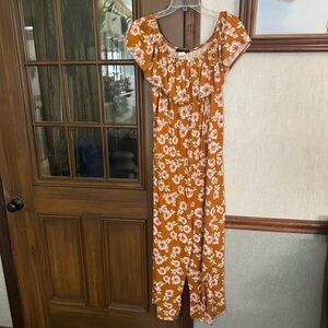 American City Wear Floral Burnt Orange Jumpsuit